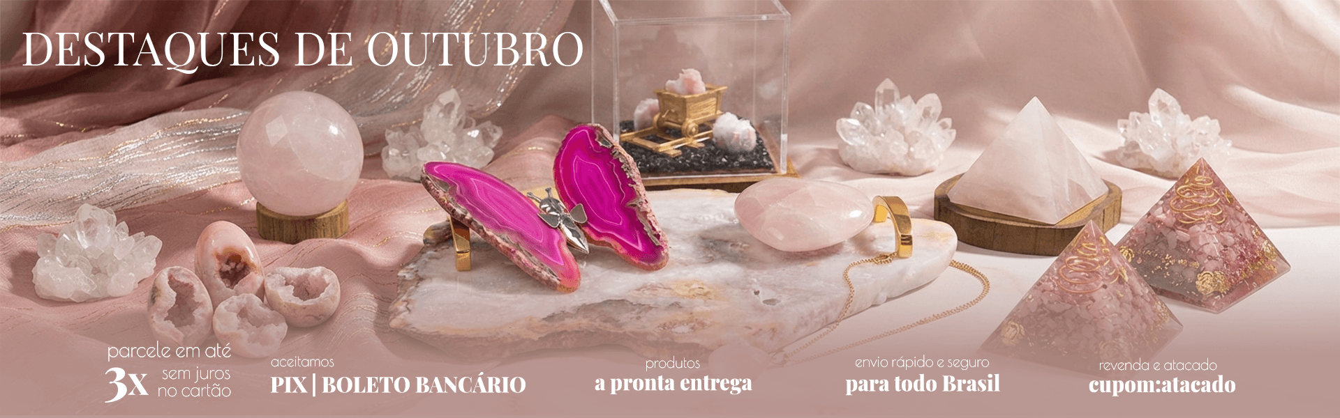 Outubro Rosa : Cristais de Destaque do Mês - Pedras Rosas - Minas Cristais 